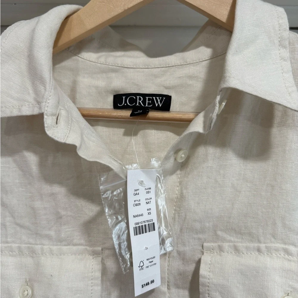 J. Crew Cream Button-Up Shirt Dress